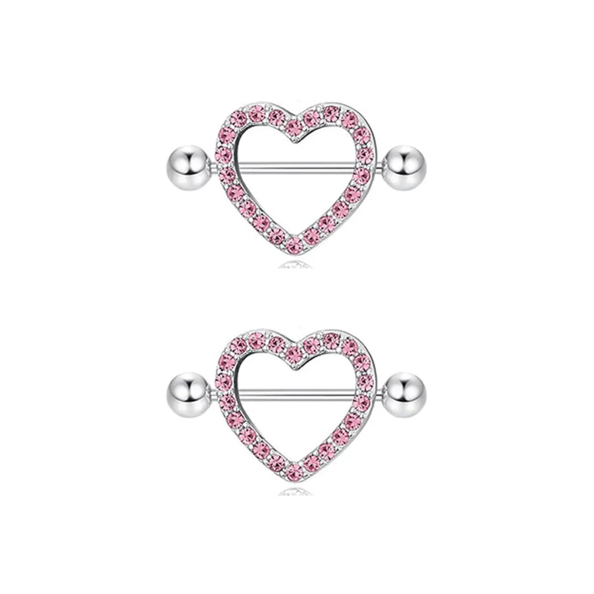 1 Pair Nipple Rings & Studs Hip-Hop Shiny Heart Shape Flower Butterfly 316 Stainless Steel  Copper Inlay Zircon Nipple Rings & Studs