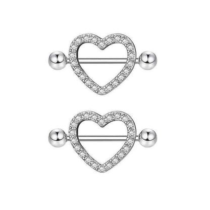 1 Pair Nipple Rings & Studs Hip-Hop Shiny Heart Shape Flower Butterfly 316 Stainless Steel  Copper Inlay Zircon Nipple Rings & Studs