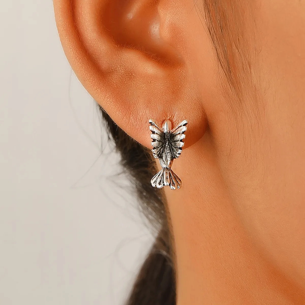 1 Pair Nordic Style Bird Copper Ear Studs