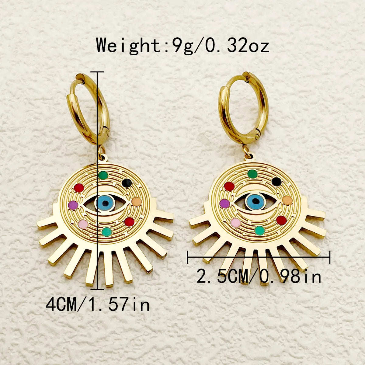 1 Pair Nordic Style Classical Eye Enamel Plating Stainless Steel Gold Plated Drop Earrings