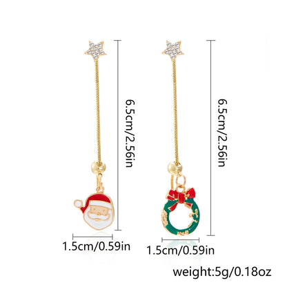 1 Pair Nordic Style Cute Modern Style Christmas Tree Santa Claus Bow Knot Enamel Plating Alloy Drop Earrings