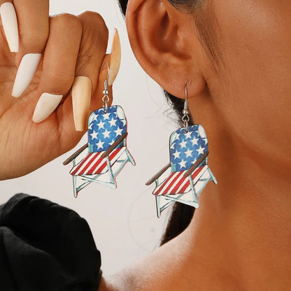 1 Pair Nordic Style Ethnic Style Star American Flag Mushroom Wood Drop Earrings