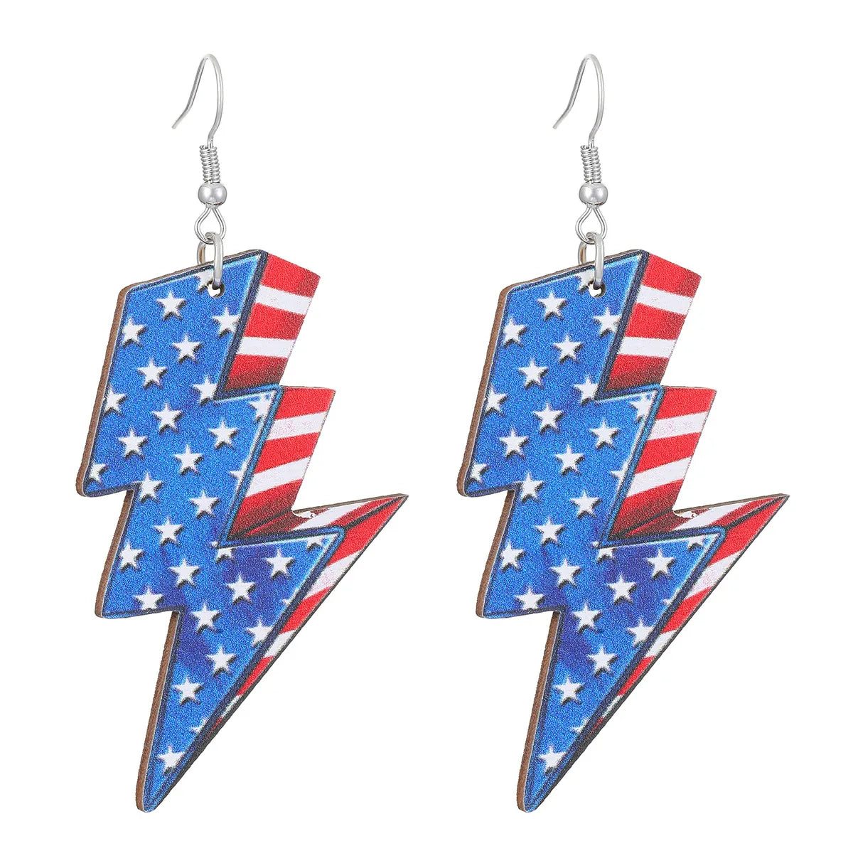 1 Pair Nordic Style Ethnic Style Star American Flag Mushroom Wood Drop Earrings