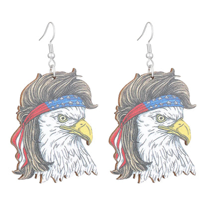 1 Pair Nordic Style Ethnic Style Star American Flag Mushroom Wood Drop Earrings