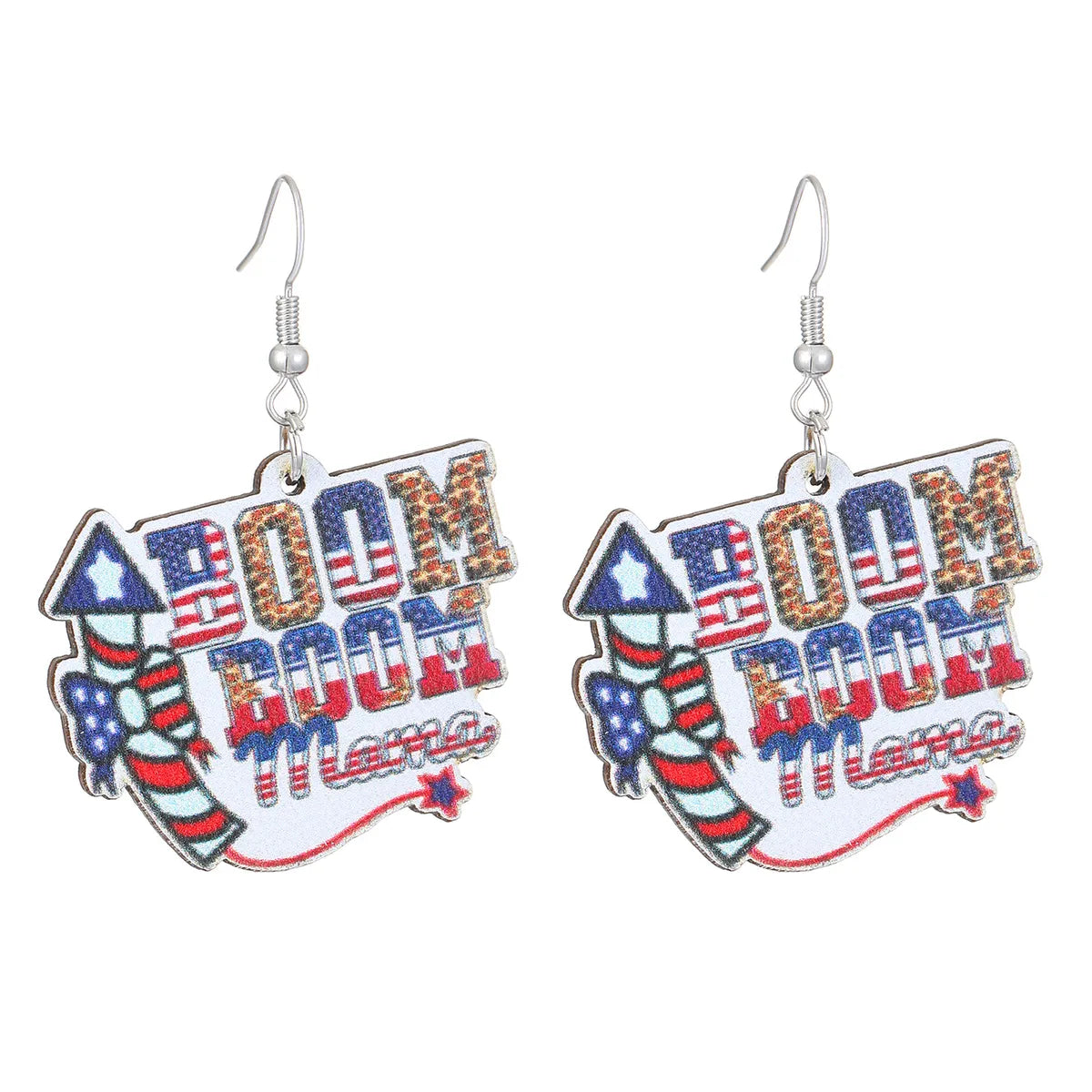 1 Pair Nordic Style Ethnic Style Star American Flag Mushroom Wood Drop Earrings