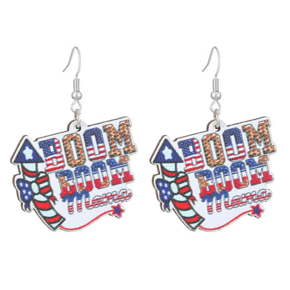 1 Pair Nordic Style Ethnic Style Star American Flag Mushroom Wood Drop Earrings