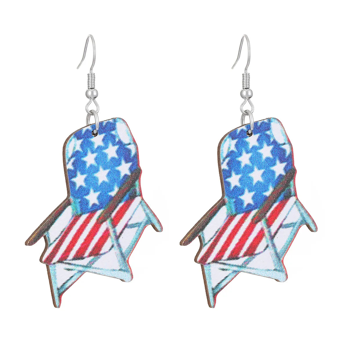 1 Pair Nordic Style Ethnic Style Star American Flag Mushroom Wood Drop Earrings