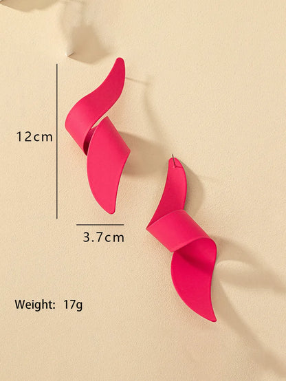 1 Pair Nordic Style Exaggerated Oversized Curve Plating Alloy Drop Earrings