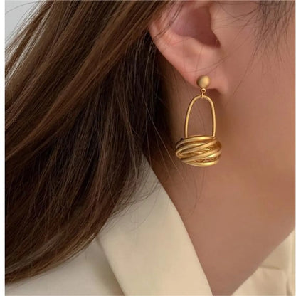 1 Pair Nordic Style Exaggerated Simple Style Geometric Copper 18K Gold Plated Drop Earrings