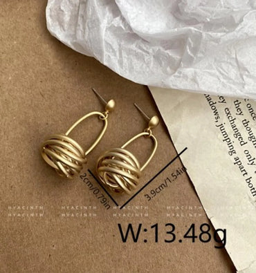 1 Pair Nordic Style Exaggerated Simple Style Geometric Copper 18K Gold Plated Drop Earrings