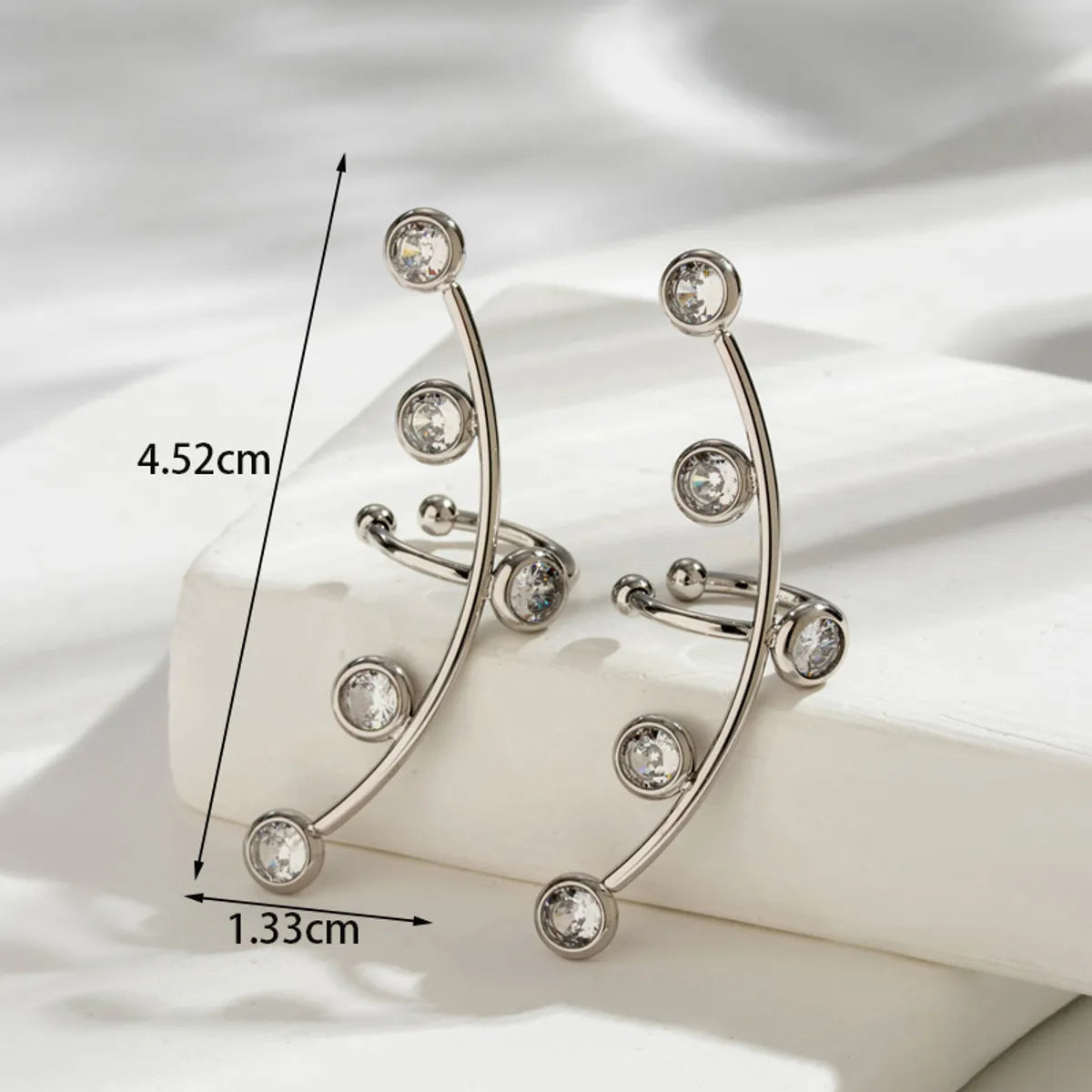 1 Pair Nordic Style French Style Simple Style C Shape Water Droplets Plating Inlay Stainless Steel Zircon 18k Gold Plated Ear Studs