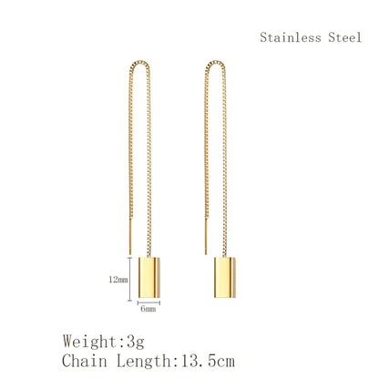 1 Pair Nordic Style IG Style Tassel Pig Nose Shell Plating 304 Stainless Steel 18K Gold Plated Drop Earrings