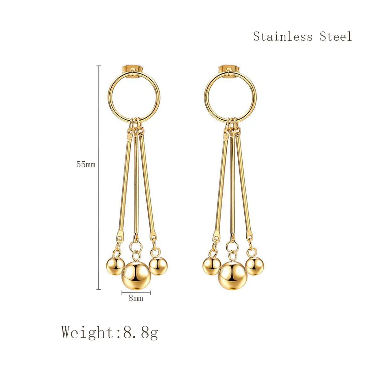 1 Pair Nordic Style IG Style Tassel Pig Nose Shell Plating 304 Stainless Steel 18K Gold Plated Drop Earrings