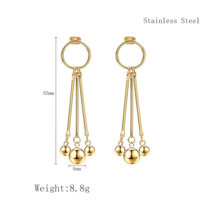 1 Pair Nordic Style IG Style Tassel Pig Nose Shell Plating 304 Stainless Steel 18K Gold Plated Drop Earrings