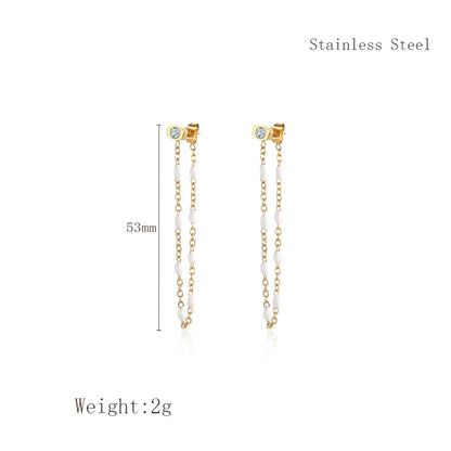 1 Pair Nordic Style IG Style Tassel Pig Nose Shell Plating 304 Stainless Steel 18K Gold Plated Drop Earrings