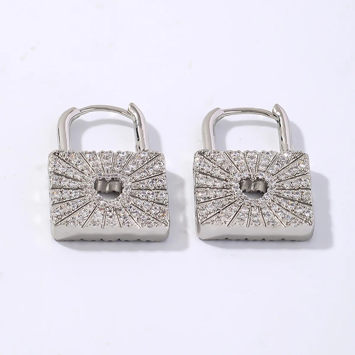 1 Pair Nordic Style Lock Plating Inlay Copper Zircon White Gold Plated Ear Clip