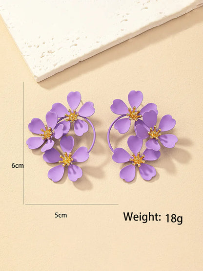 1 Pair Nordic Style Retro French Style Flower Spray Paint Plating Alloy Drop Earrings