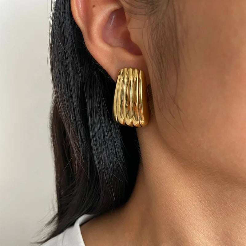 1 Pair Nordic Style Simple Style Commute Geometric Irregular 316L Stainless Steel  18K Gold Plated Earrings