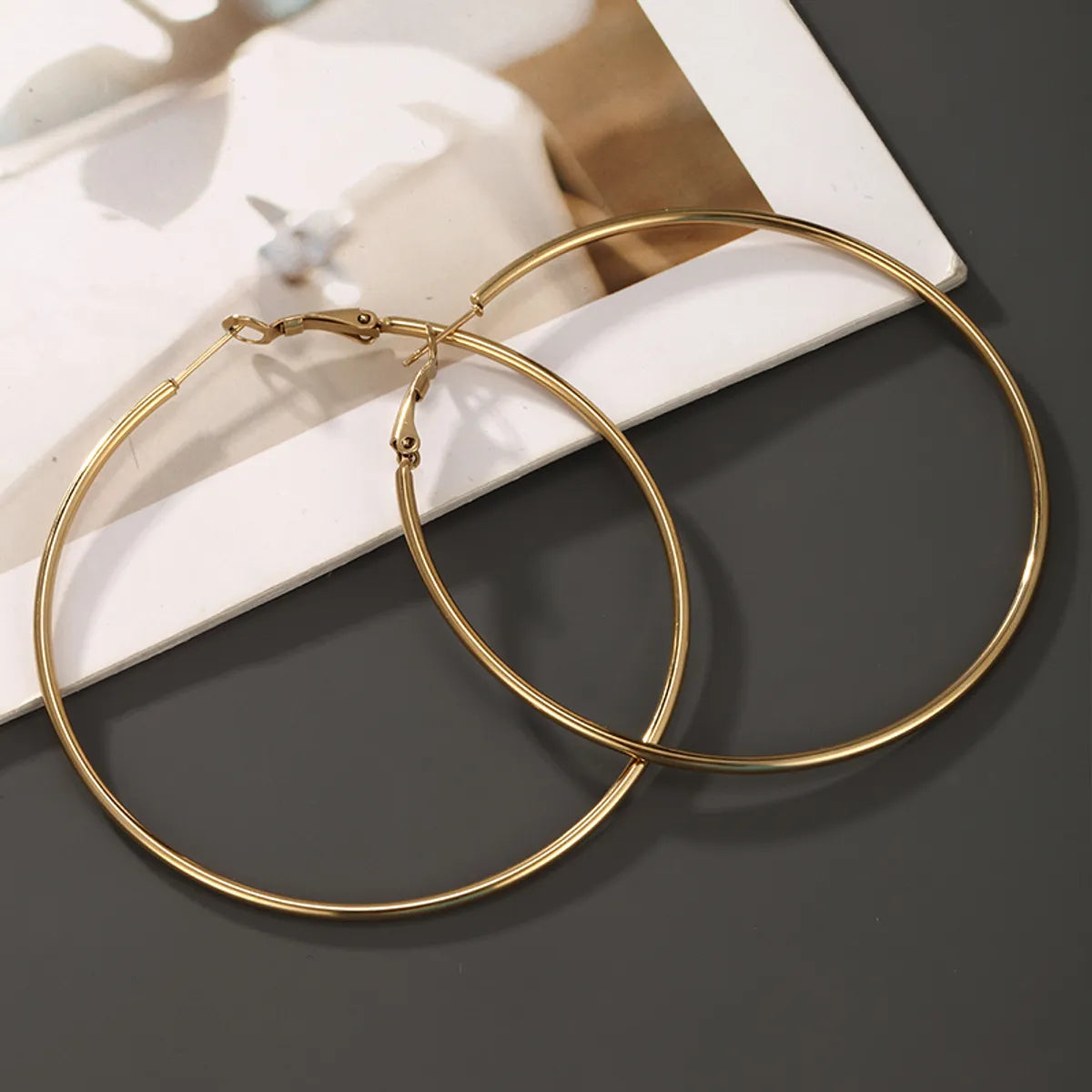 1 Pair Nordic Style Xuping Circle Plating Stainless Steel 14k Gold Plated Hoop Earrings