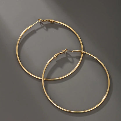 1 Pair Nordic Style Xuping Circle Plating Stainless Steel 14k Gold Plated Hoop Earrings