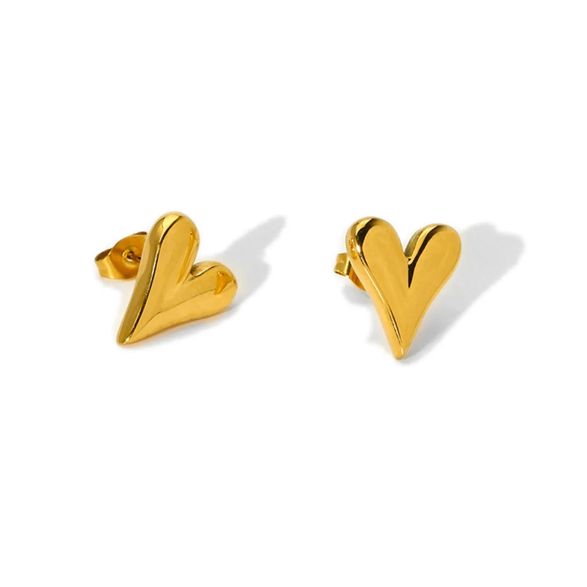 1 Pair Novelty Commute Heart Shape Plating Stainless Steel 18k Gold Plated Ear Studs