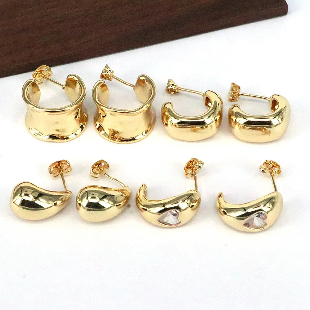 1 Pair Novelty Geometric Plating Inlay Copper Zircon 18k Gold Plated Earrings