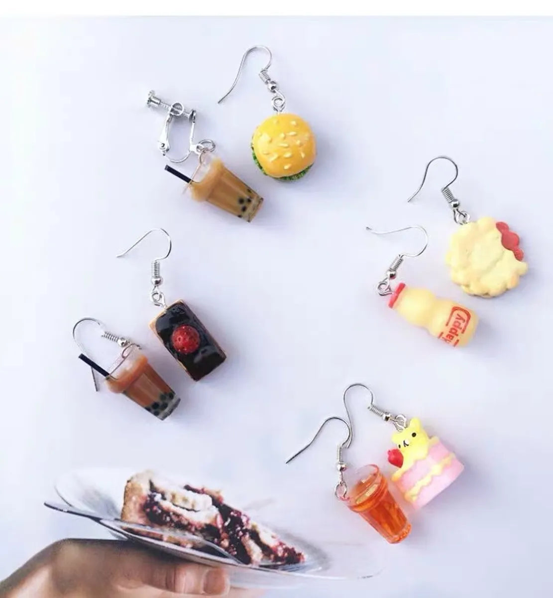 1 Pair Novelty Hamburger Cake Resin Women's Earrings