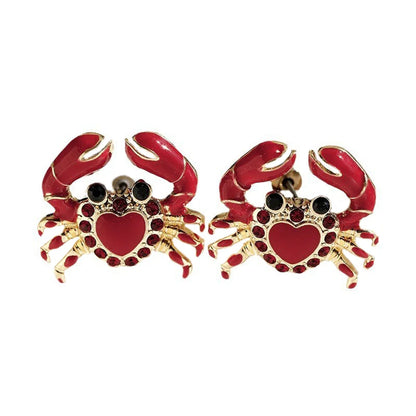 1 Pair Novelty Korean Style Crab Plating Inlay Zinc Alloy Rhinestones Ear Studs