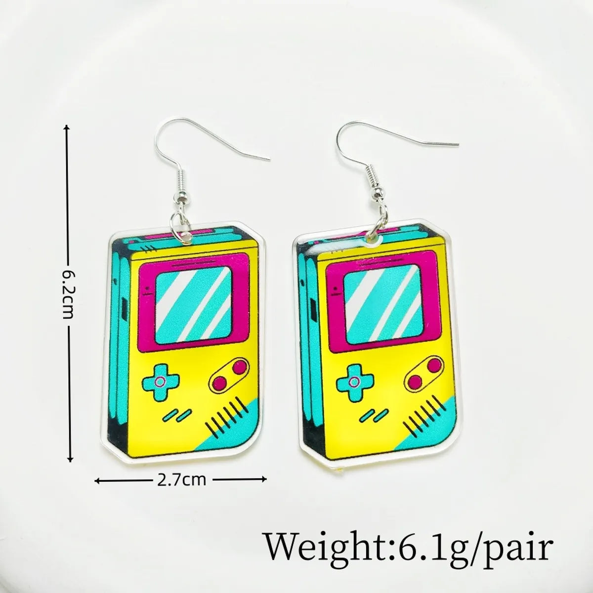 1 Pair Novelty Printing Color Block Rubik'S Cube Stoving Varnish Arylic Drop Earrings