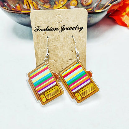 1 Pair Novelty Printing Color Block Rubik'S Cube Stoving Varnish Arylic Drop Earrings