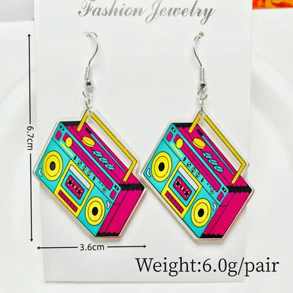 1 Pair Novelty Printing Color Block Rubik'S Cube Stoving Varnish Arylic Drop Earrings