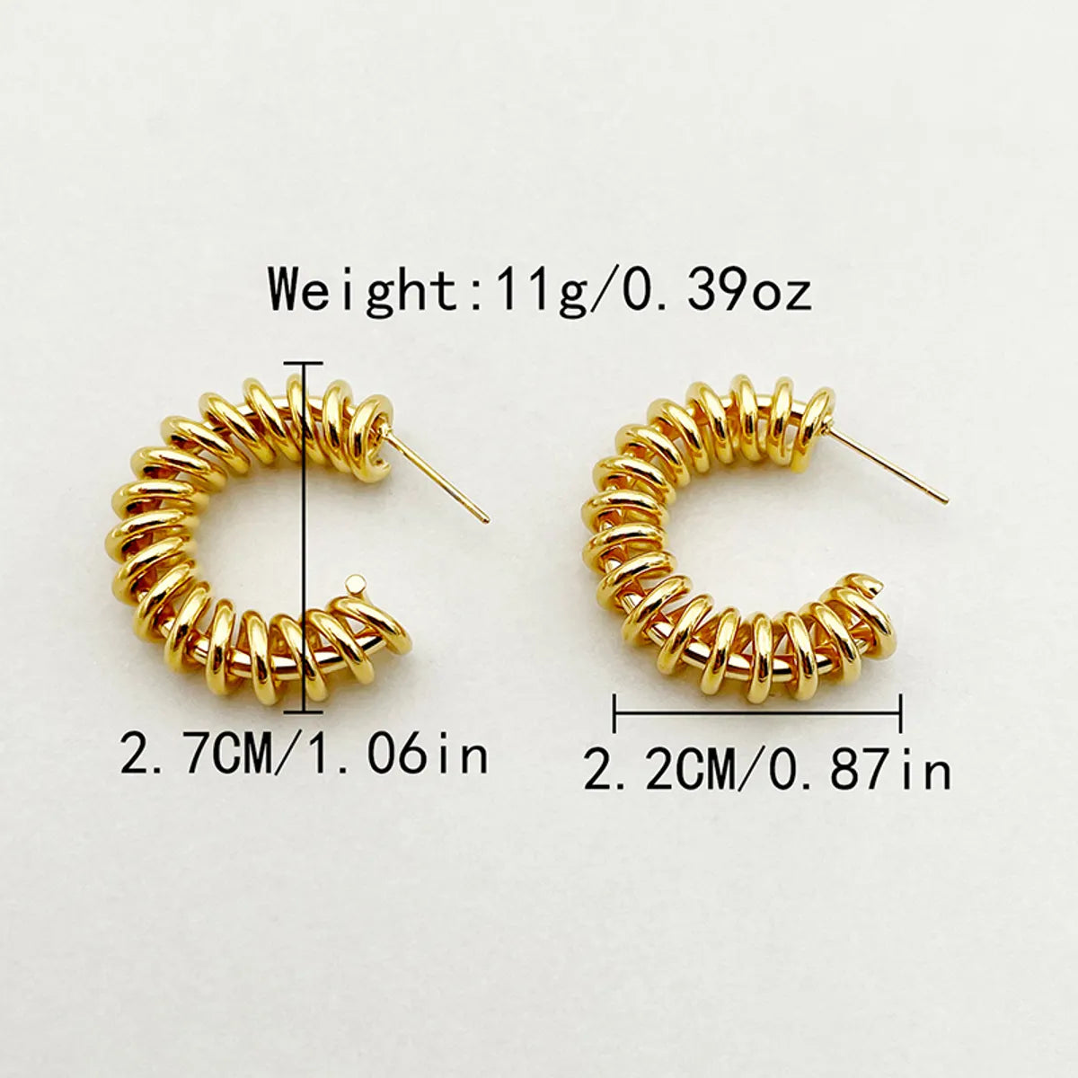 1 Pair Novelty Roman Style C Shape Plating Stainless Steel Gold Plated Ear Studs