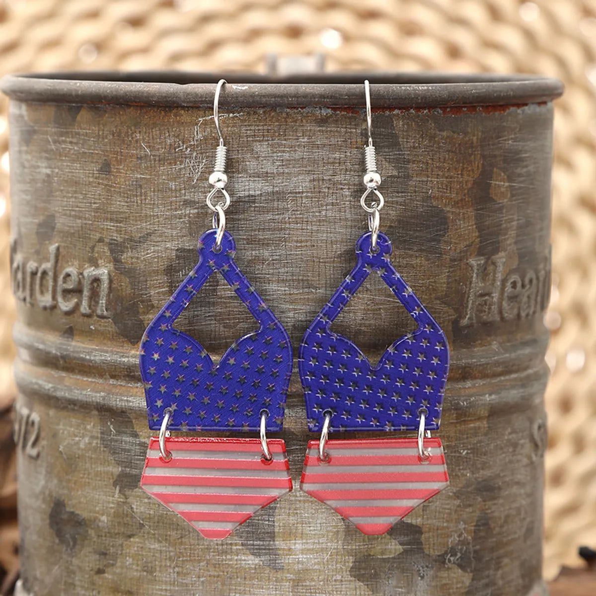 1 Pair Novelty Star Stripe Arylic Drop Earrings