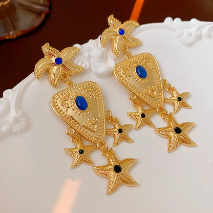 1 Pair Novelty Starfish Alloy Drop Earrings