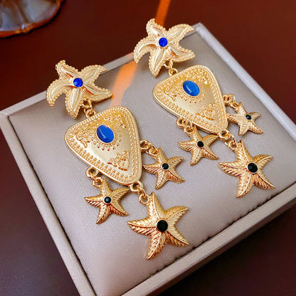 1 Pair Novelty Starfish Alloy Drop Earrings