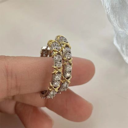 1 Pair Novelty U Shape Plating Inlay Metal Zircon Hoop Earrings