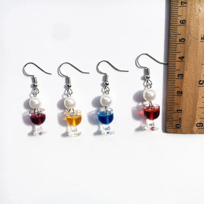 1 Pair Novelty Wine Glass Imitation Pearl Plastic Resin Women's Earrings