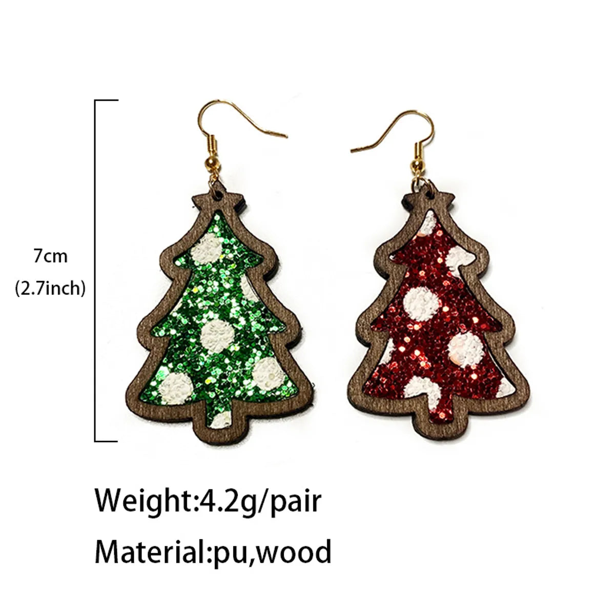 1 Pair Original Design Christmas Tree Wood Drop Earrings