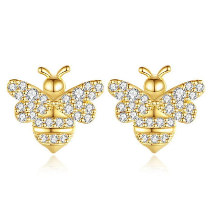 1 Pair Original Design Cute Insect Bee Plating Inlay Copper Zircon Gold Plated Platinum Plated Ear Studs