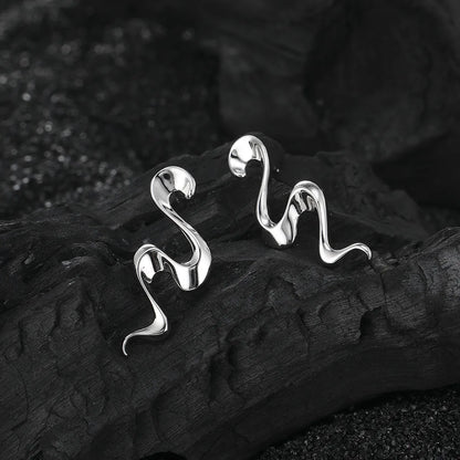 1 Pair Original Design Geometric Waves Plating Sterling Silver White Gold Plated Drop Earrings