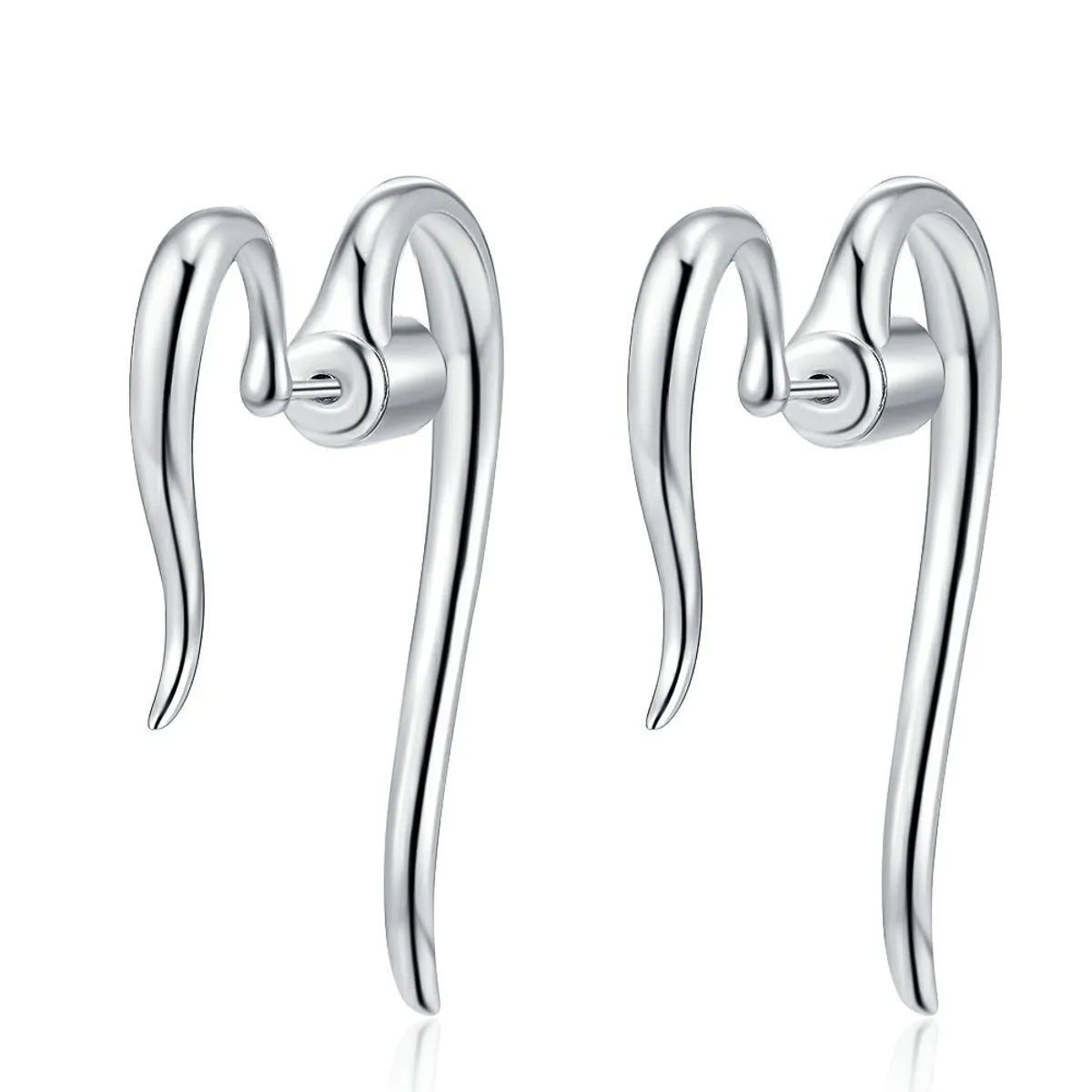 1 Pair Original Design Heart Shape Plating Sterling Silver White Gold Plated Ear Studs