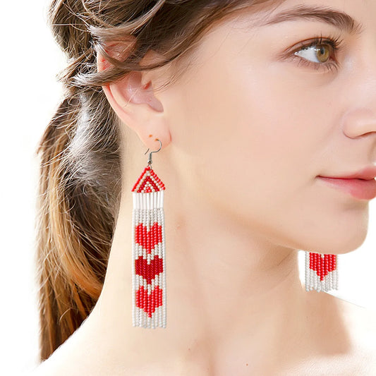 1 Pair Original Design Heart Shape Seed Bead Plating Women'S Drop Earrings