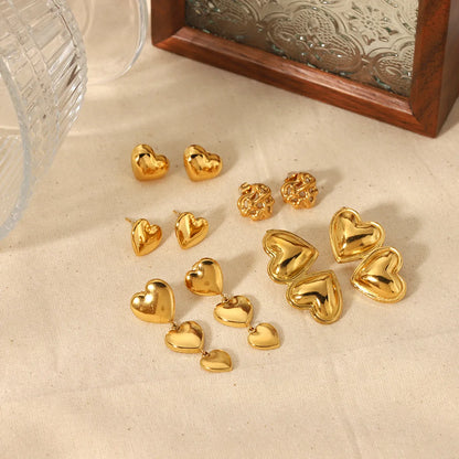 1 Pair Original Design Heart Shape Stainless Steel Ear Studs