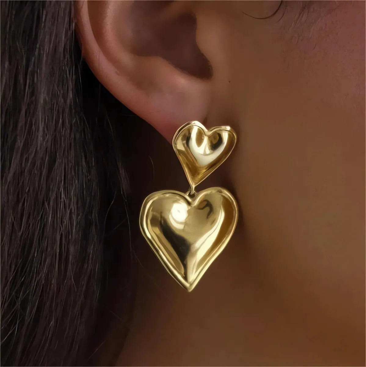 1 Pair Original Design Heart Shape Stainless Steel Ear Studs