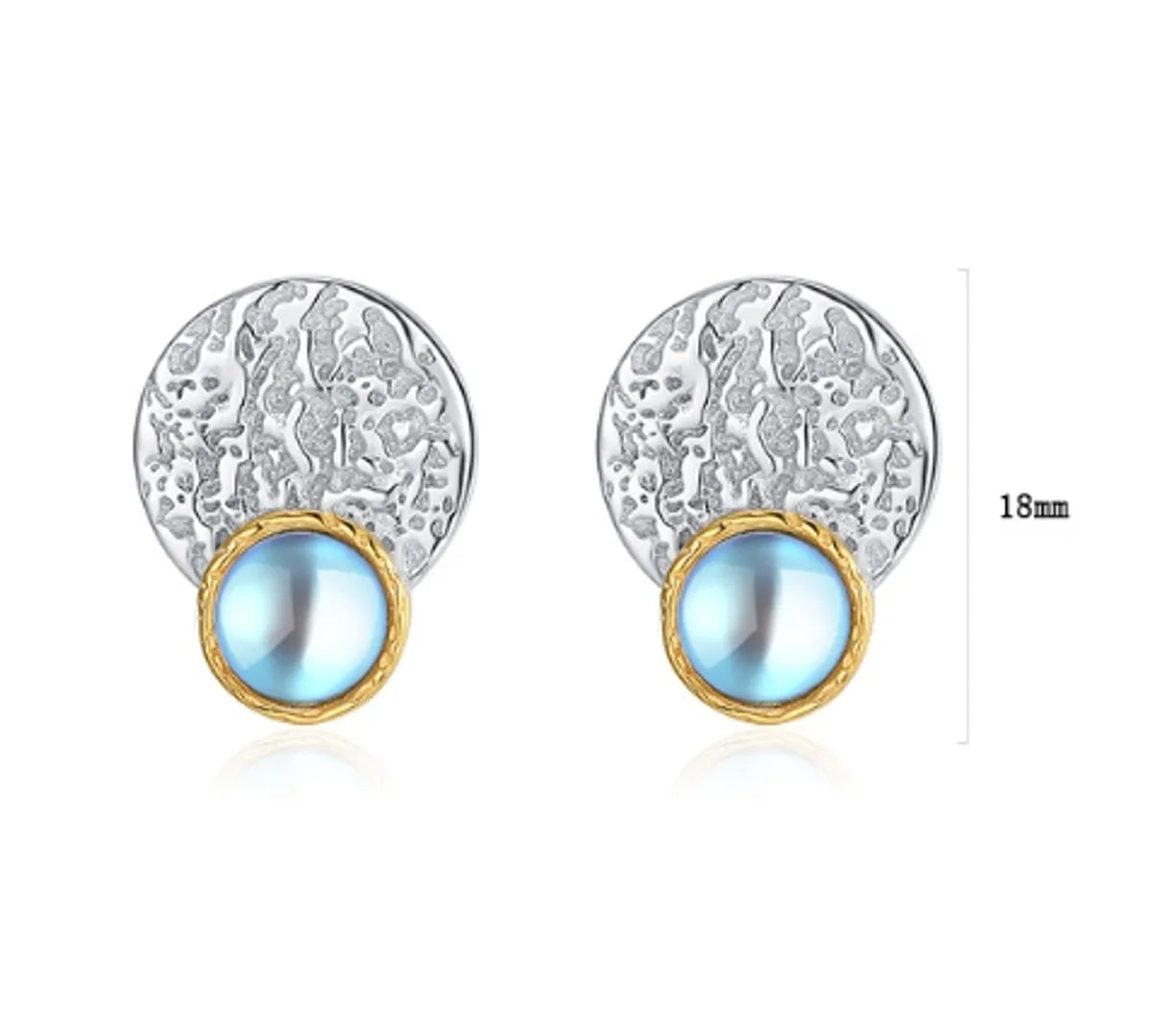 1 Pair Original Design Oval Inlay Sterling Silver Zircon Ear Studs