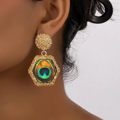 1 Pair Original Design Retro Ethnic Style Hexagon Quadrilateral Oval Plating Metal Drop Earrings