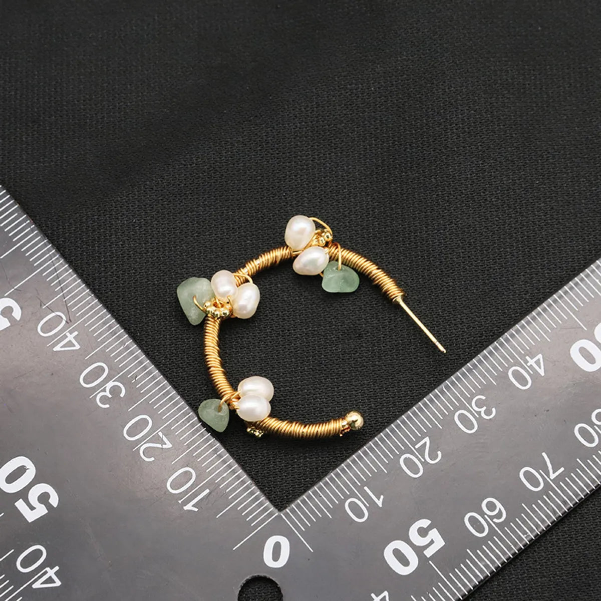 1 Pair Original Design Round Plating Freshwater Pearl Mixed Materials 18k Gold Plated Earrings