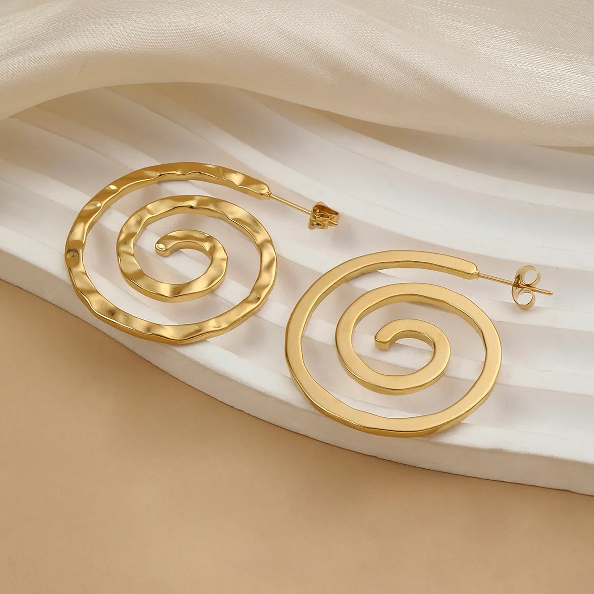 1 Pair Original Design Simple Style Circle Polishing Plating Stainless Steel 18k Gold Plated Ear Studs