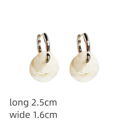 1 Pair Original Design Simple Style Geometric Plating Shell Brass 18K Gold Plated Drop Earrings