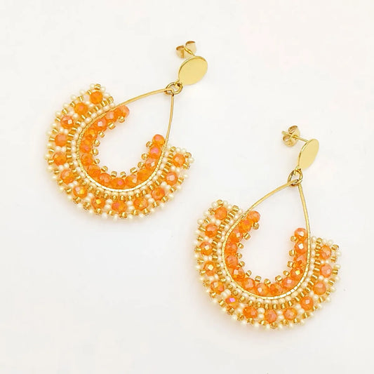 1 Pair Original Design Solid Color Glass Seed Bead Drop Earrings